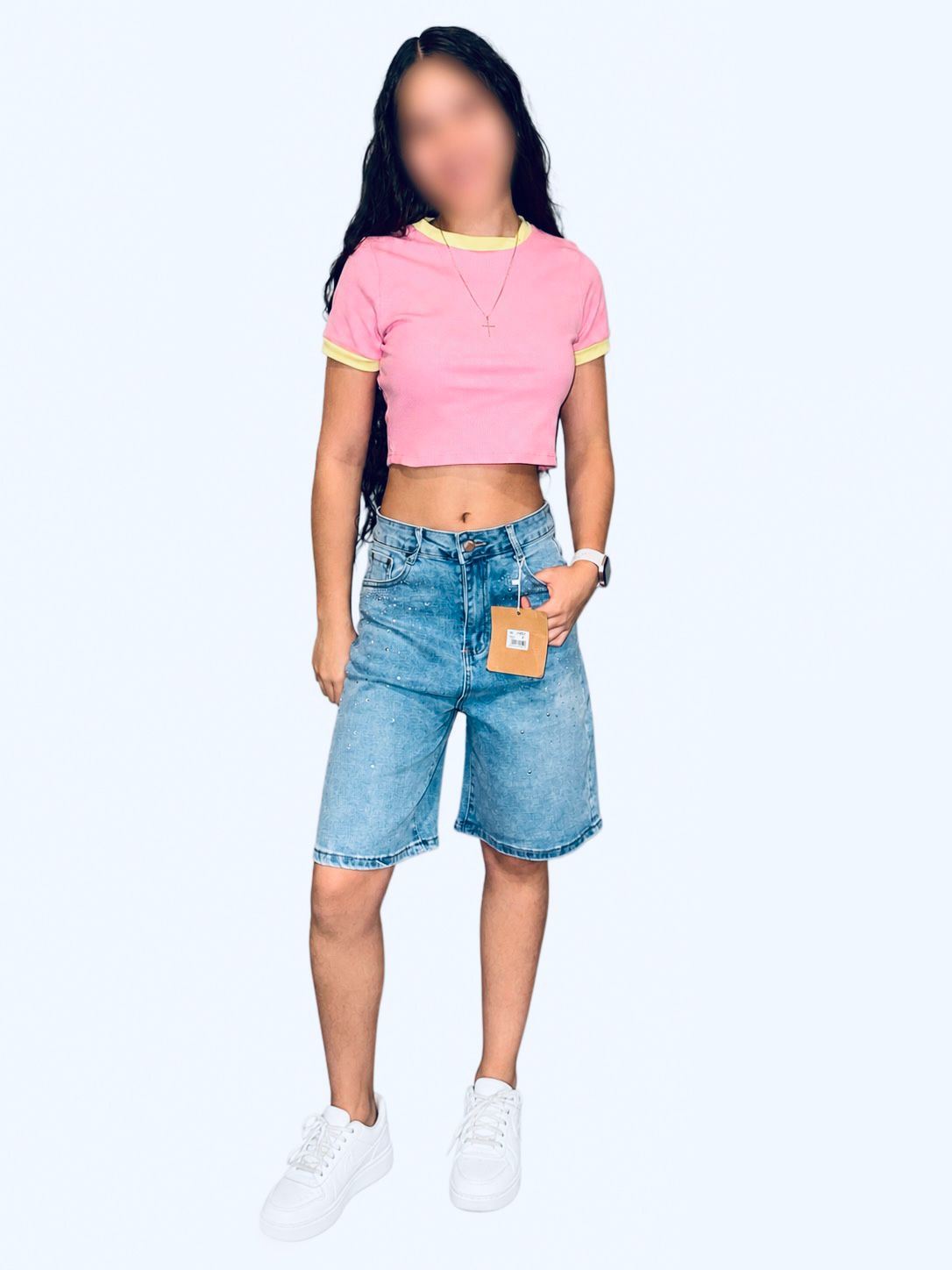DENIM LONG SHORTS